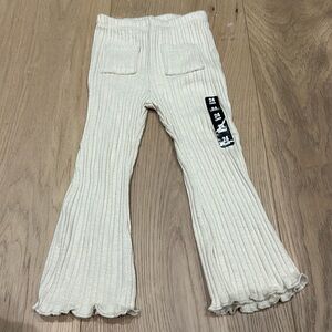Zara baby girl flared pants in ribbed ivory 18/24 NWT